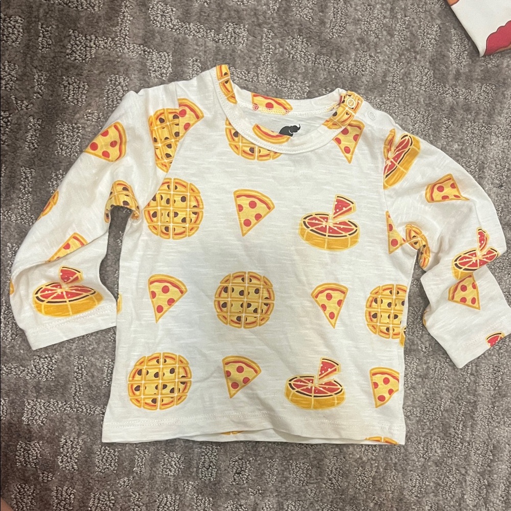 Monica + Andy Pizza Print Long Sleeve Shirt